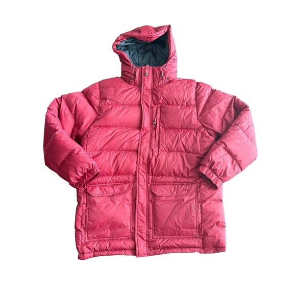 L.L. Bean Other - LL Bean Coat Mens XL Maroon Down Puffer Hooded Parka Jacket Nylon Winter